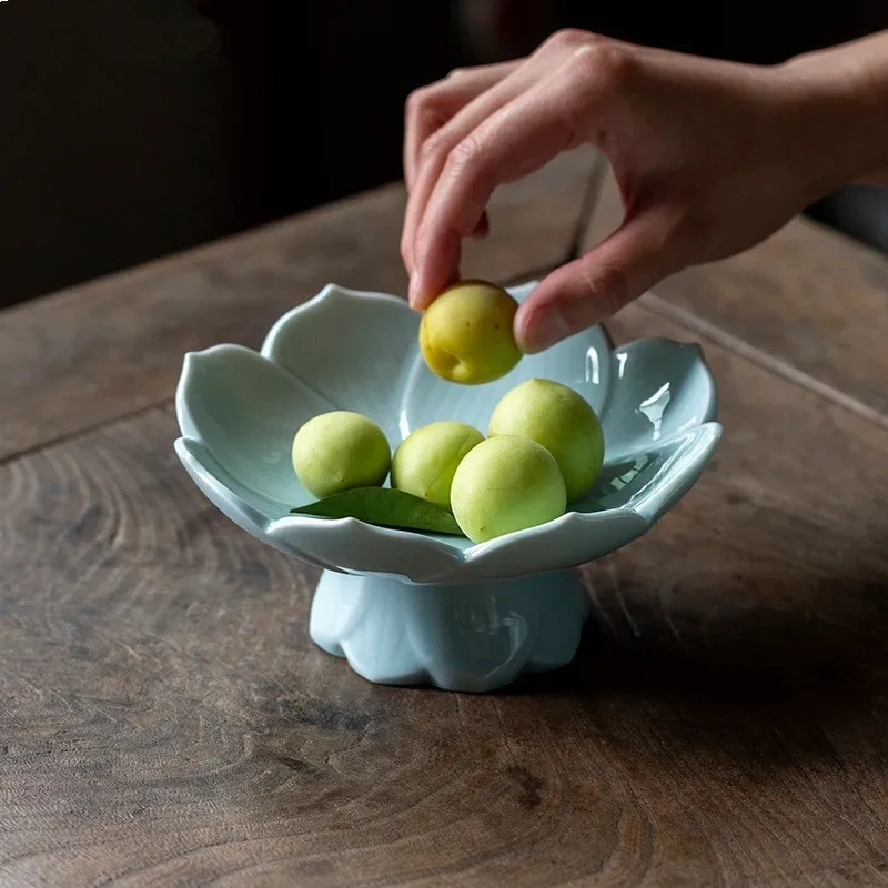 Fruit Plate Can Be Drained Basket Chinese Ceramic Snack Refreshment Buddha Household Dried