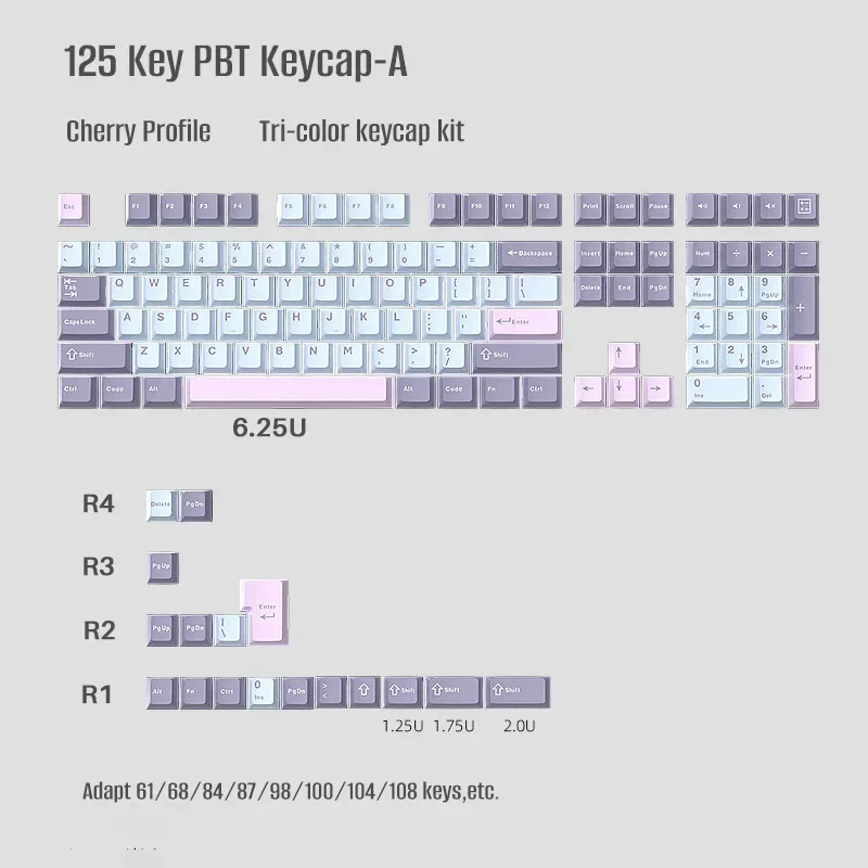 Ensemble de 125 touches de clavier mécanique, pour aucun commutateur MX/GH60/RK61/ALT61/Annie, à monter soi-même, à la mode, macaron