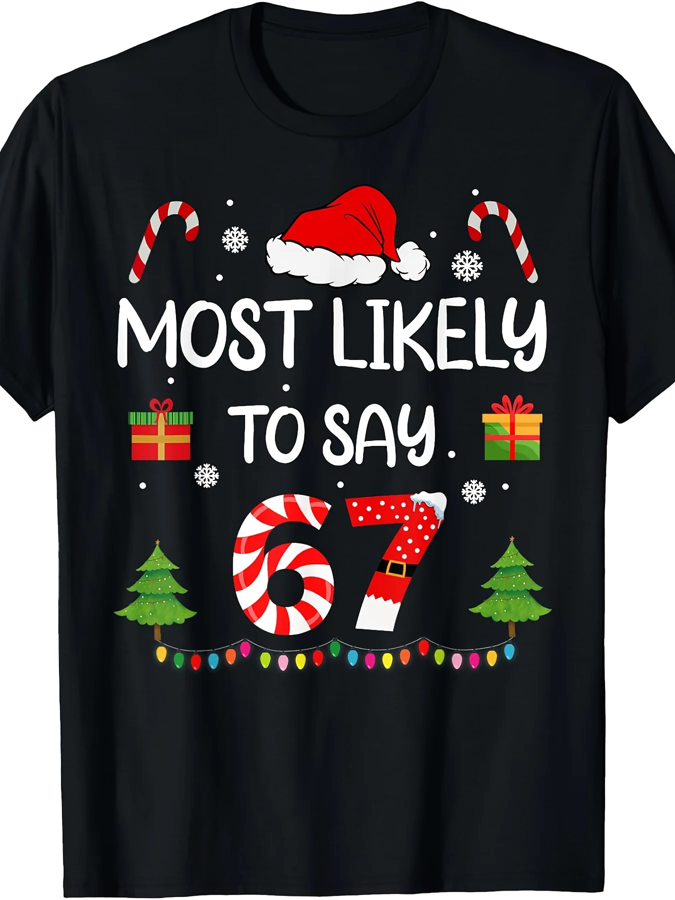 Dog Paw Made Of Colorful Snowflakes With Santa Hat T Shirt Unisex Crew Neck Short Sleeve Casual Top For Xmas Decor Style