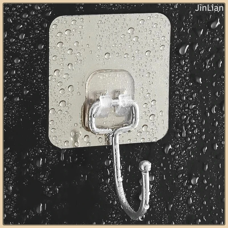 10pcs Strong Adhesive Hook Bathroom Solid Color No Punching Holes Adhesive Hook Home Wall-Mounted Stainless Steel Hook