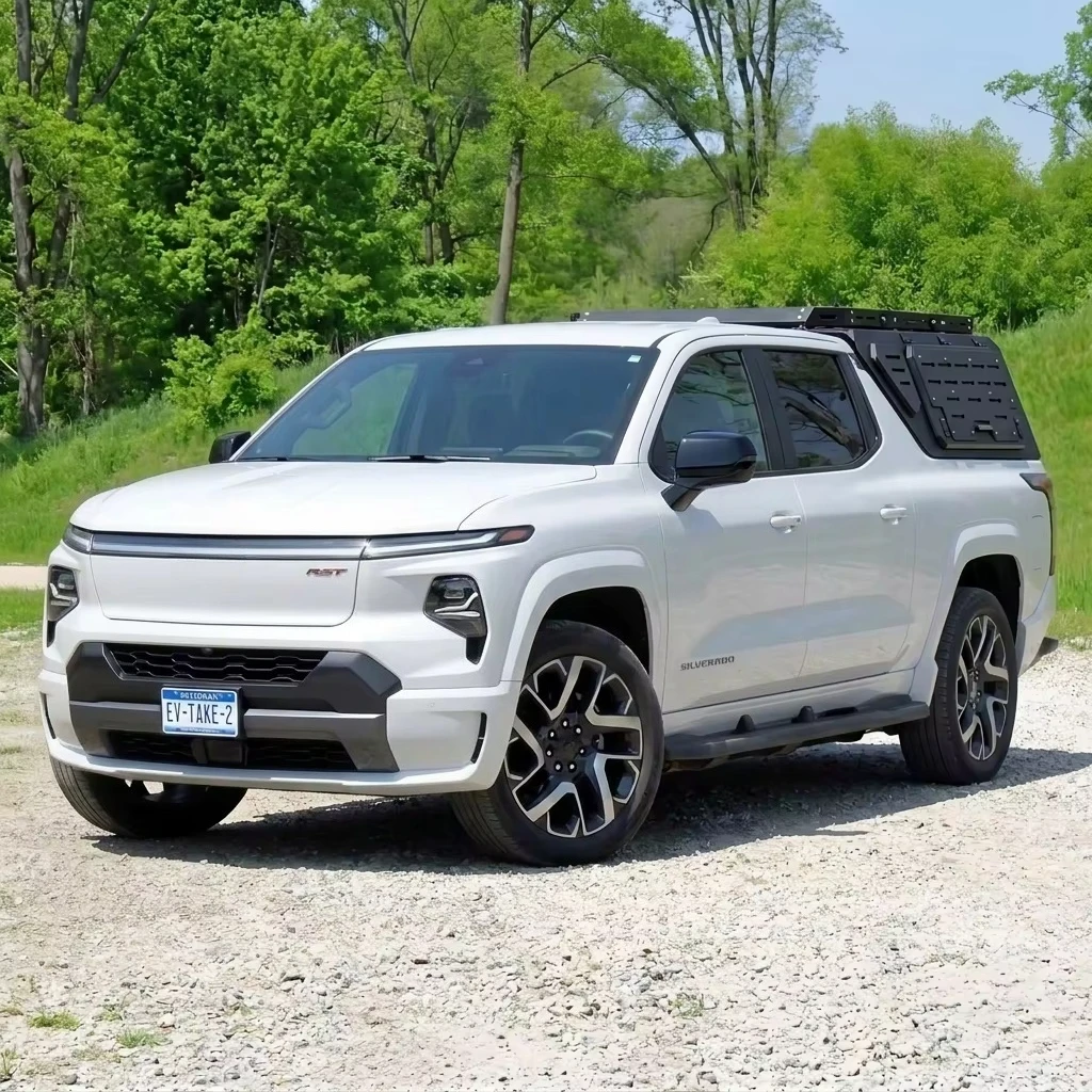 Aluminum Hardtop Canopy for  Silverado EV 2024+ 1-Piece Waterproof Truck Topper Camper Shell Heavy Duty No-Drill Lockable