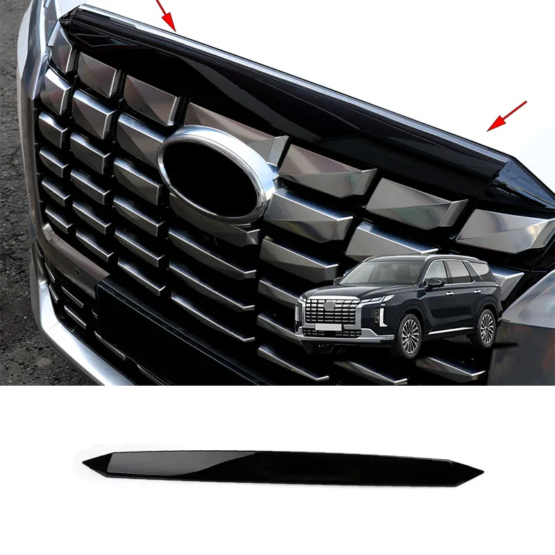 

FIT FOR Hyundai Palisade 2022-2025 ABS black Sand barrier strip Grille engine hood decoration molding Cover Trim