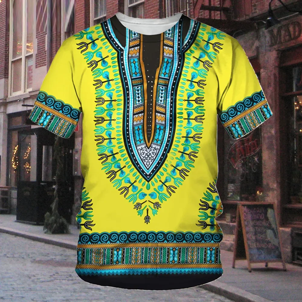 2024 New Men Dashiki T Shirt African Clothes Traditional Wear Clothing Short Sleeve Casual Streetwear Vintage T shirts oversize