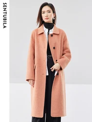 SENTUBILA 100% Wool Women's Woolen Jacket Winter 2024 Warm Double-Faced Long Coat Women Simple Female Outwear Clothing W34O49911