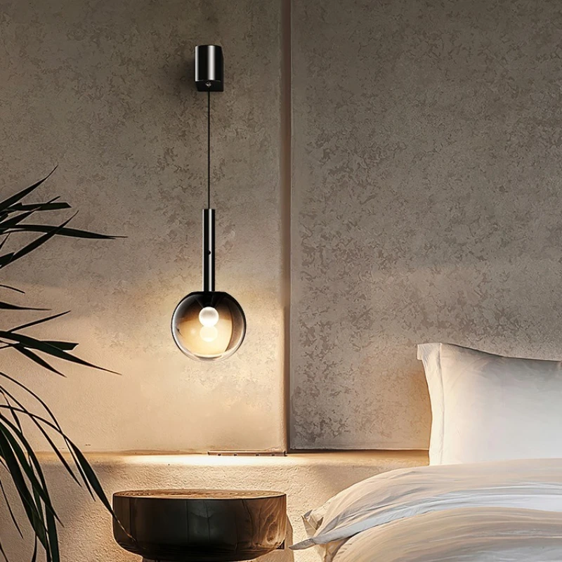 

SANDYHA Modern Minimalist Bedroom Bedside Wall Lamp Gradient Glass LED Light Lifting Hovering Design Indoor Lighting Fixtures