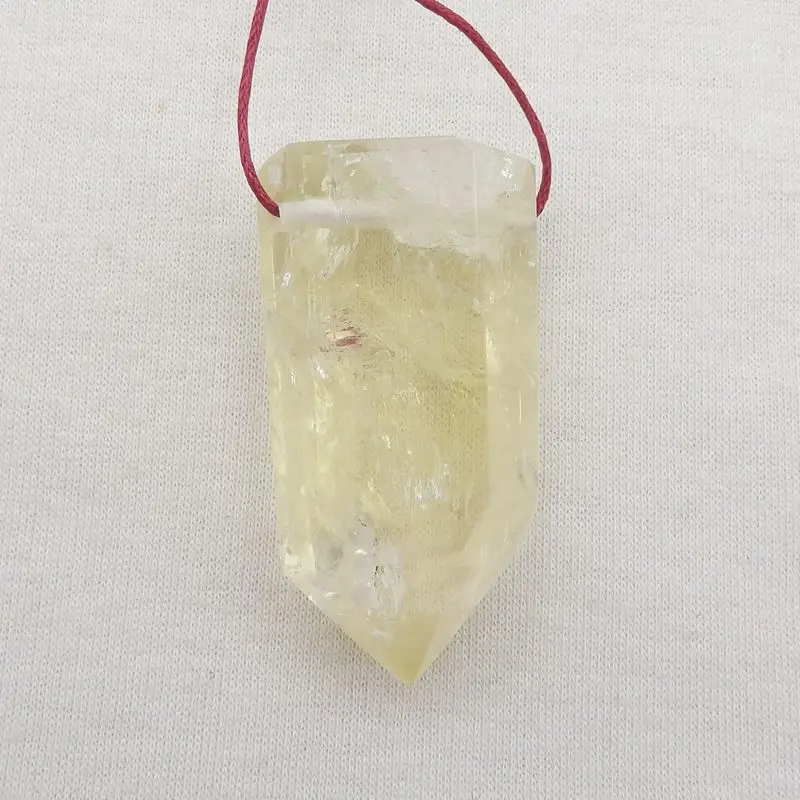 Natural Stone Yellow Quartz Pendant Bead 49x26x19mm 41g Semiprecious Fashion Jewelry Necklace Accessories