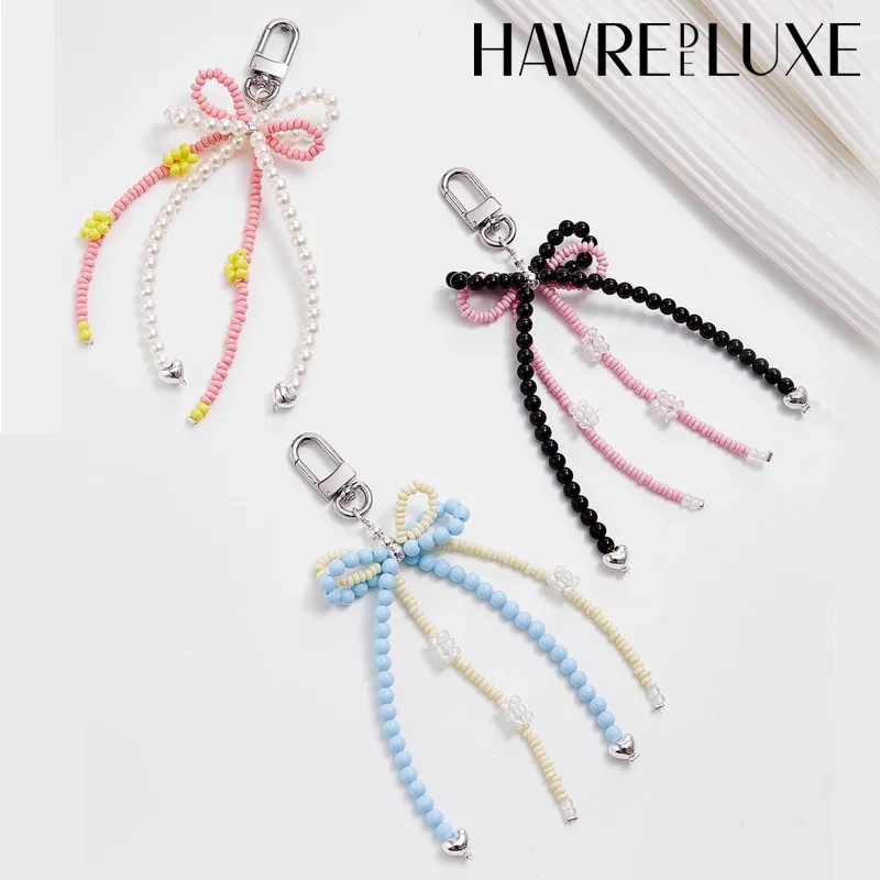 Korean Delicate Pearl charm Bowknot KeyChain Pearl For Bags Bow charm For Mobile Phone Fashion Decoration Gifts Accessories