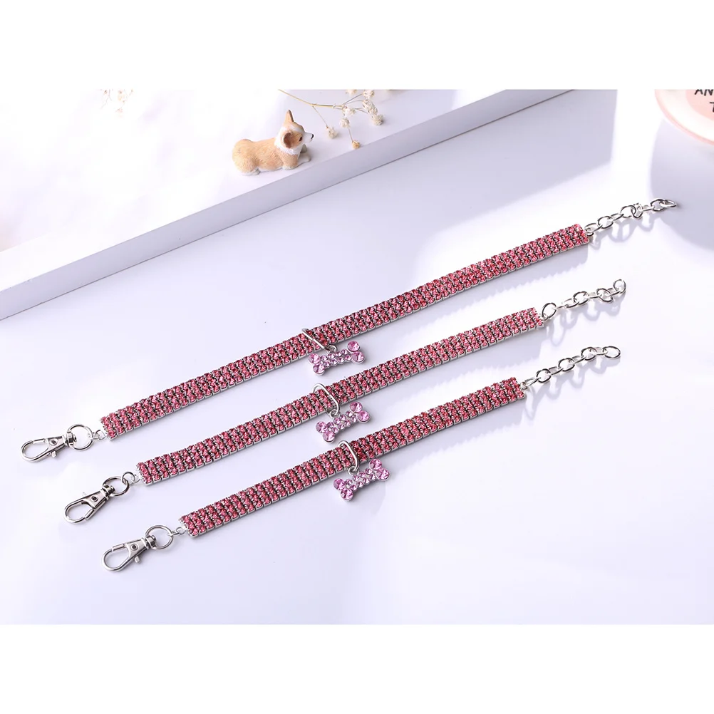 

1pc Pet Collar Bone Elastic Dog Collar Pendant Pink 30Cm+5Cm Elastic Dog Necklace For Small Dogs Party Wear Pet Supplies