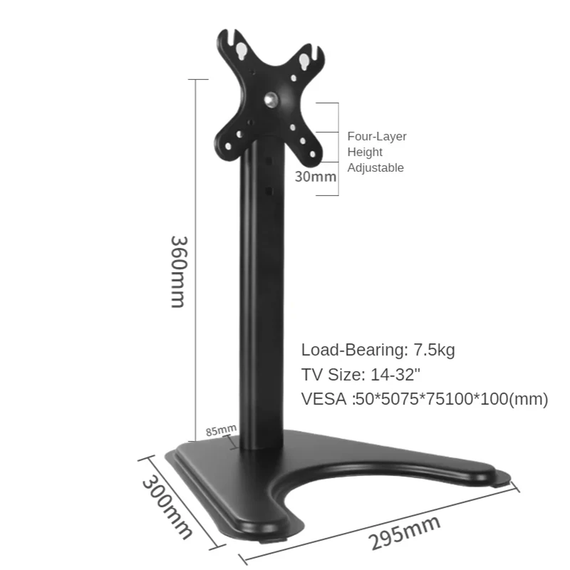 Imagem -02 - Suporte de Braço para Monitor de Mesa 14 32 Lcd Display Led Tela Sensível ao Toque Suporte de Montagem Base de tv de Plasma pc Suporte de Metal Soporte Dzv1