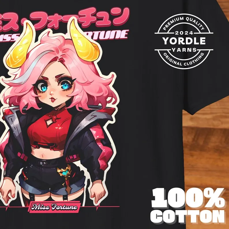 Lunar Beast Miss Fortune Japanese Style Black T-Shirt for adc Cute Kawaii Chibi MF Unique Gamer Gift Miss Fortune