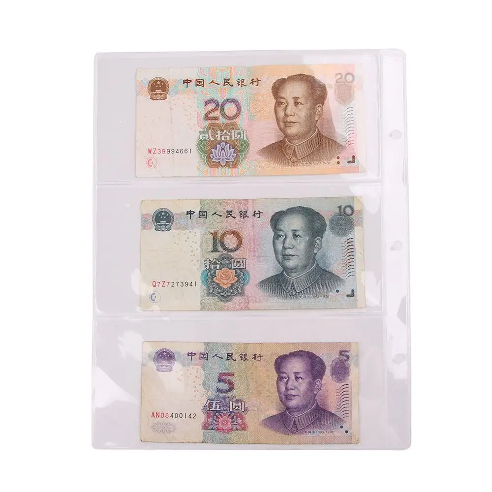 Collection Supplies Collectors Bills Holder Album leaflet 3 holes leaflet  Paper Money Album Currency Banknote Collecting