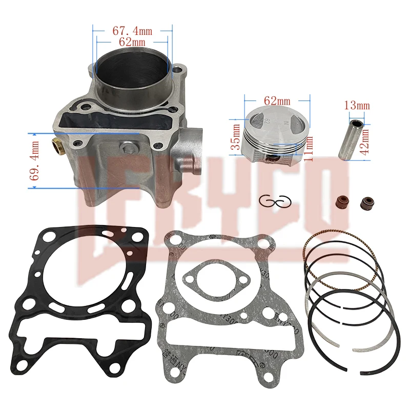 

Motorcycle Big Bore 62mm 175cc Cylinder Kit Motor for Honda PCX125 Click125i Lead WW PCX Forza 125 12100-KZR-600 Scooter Block