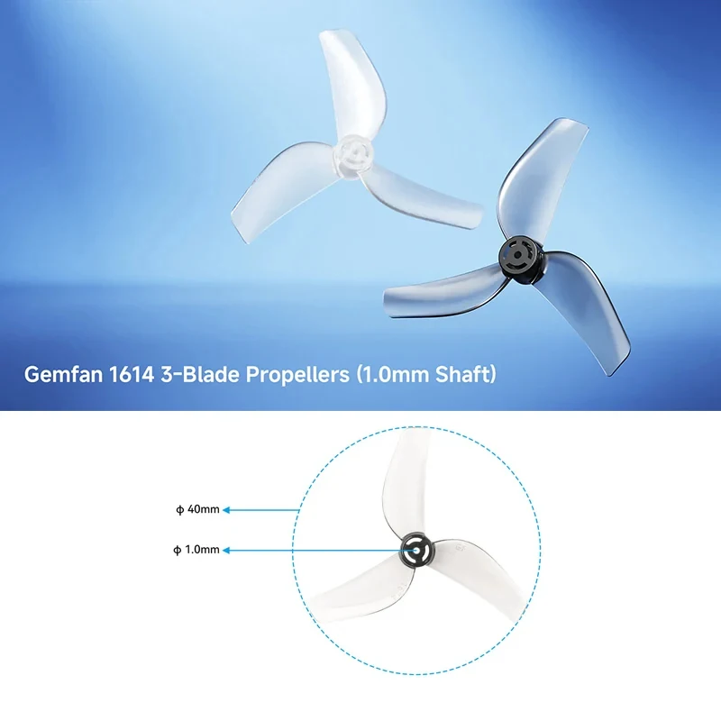 BETAFPV Gemfan 1614 3-Blade Propellers (1.0mm Shaft) for 0802 Brusheless Motors (2026) Air75 II Brushless Whoop Quadcopter