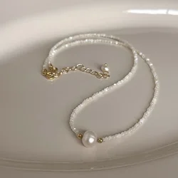Minar Harajuku Big Nature Freshwater Pearl Choker Necklaces White Color Shell Strand Pendant Necklaces for Women Wedding Gifts