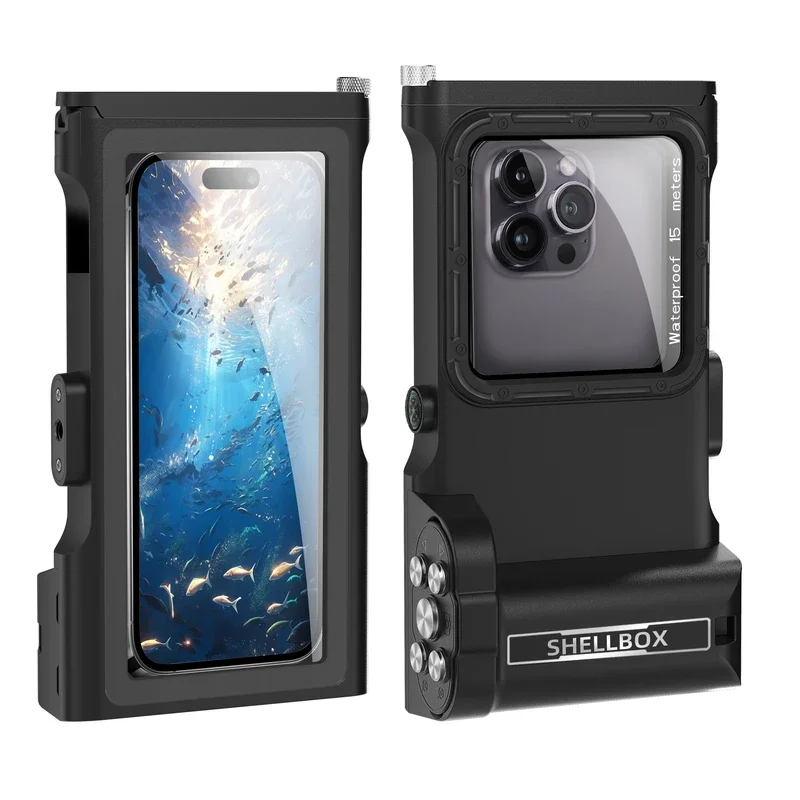 

ShellBox 3rd Gen Pro Waterproof Diving Case for Iphone Samsung with Bluetooth Shutter Grip Universal Phone Diving Case Newly