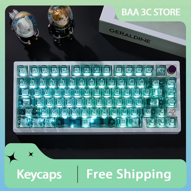 Wuque Studio Amber Keycaps Set PC Transparent Custom Keyboard Caps 170keys OSA Profile for Mechanical Keyboard Accessories