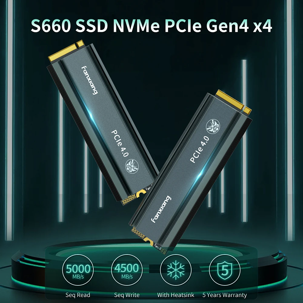 Fanxiang S660 M.2 NVMe SSD PCIe4.0x4 5000 MB/s 500 GB 1 TB 2 TB M2 SSD Internes Solid State Drive für PS5/PlayStation5 Desktop-PC