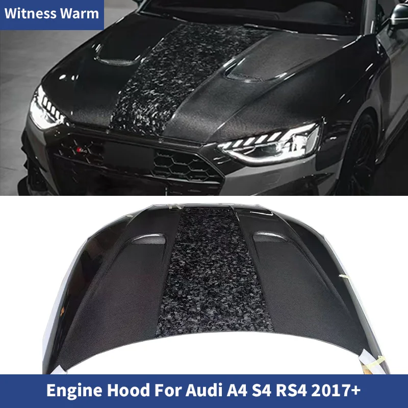 

Капот из кованого карбона для Audi A4 S4 RS4 B9 B9.5, комплект обвеса 2017+