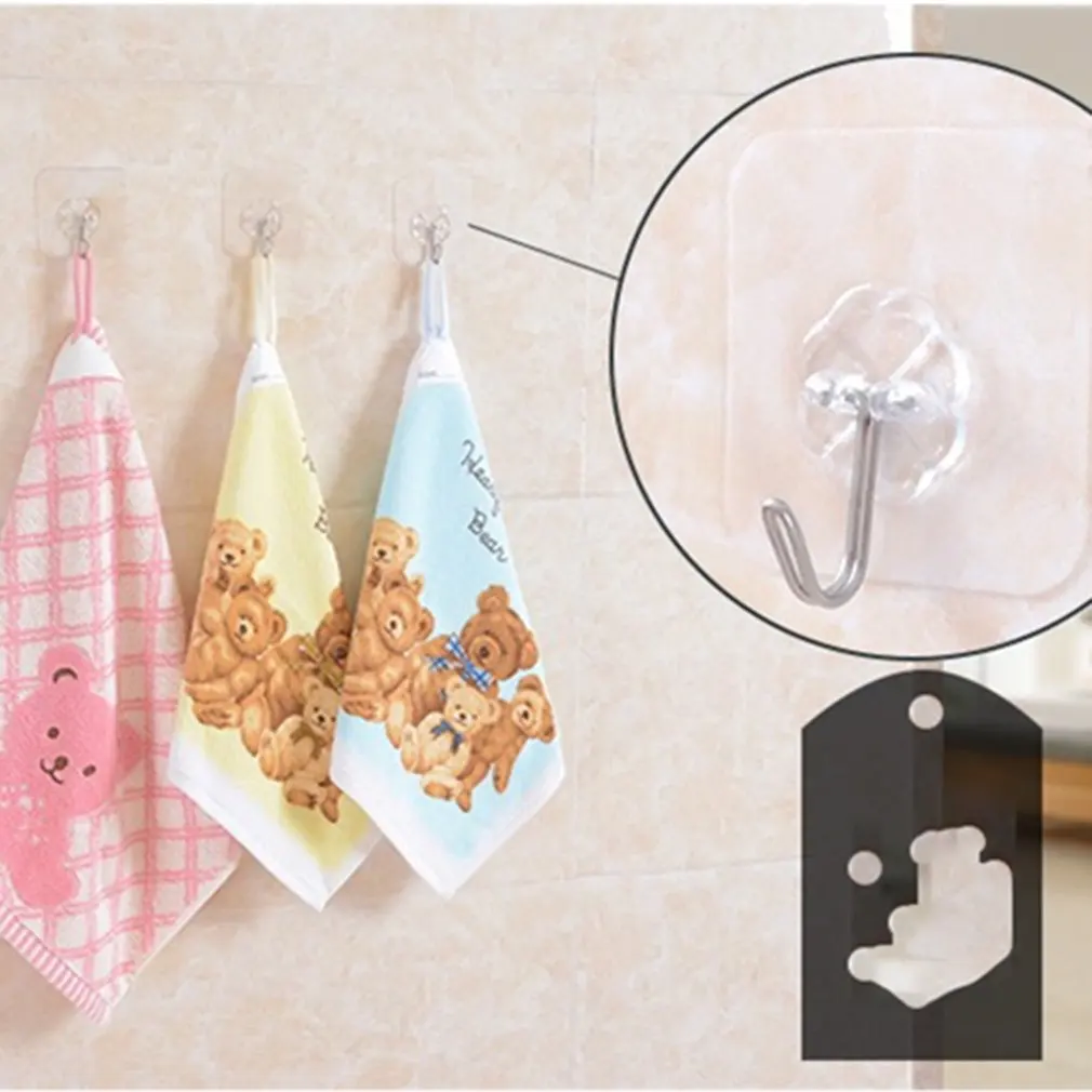 Ganchos autoadesivos de aço inoxidável transparentes, cabide de armazenamento de chaves forte, cabide multifuncional para cozinha, banheiro, porta, parede, 10 peças