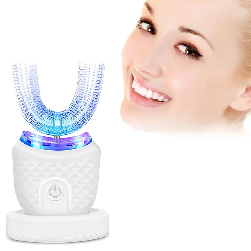 

New Upgrade Waterproof Ultrasonic U-Shaped Toothbrush for Teeth Whitening 360-degree Cleaning Electric Toothbrush for Adults