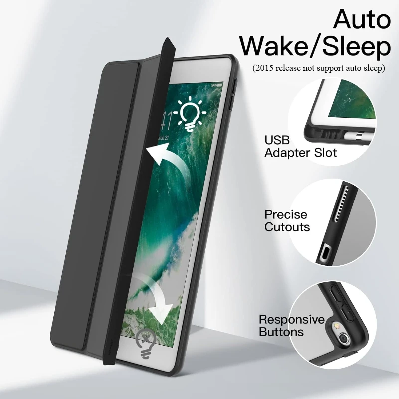 Dengan Tempat Pensil untuk iPad Pro 12.9 Generasi Pertama/Kedua 2015/2017 Model A1584/A1652/A1670/A1671/A1821 Penutup Slim Stand Capa