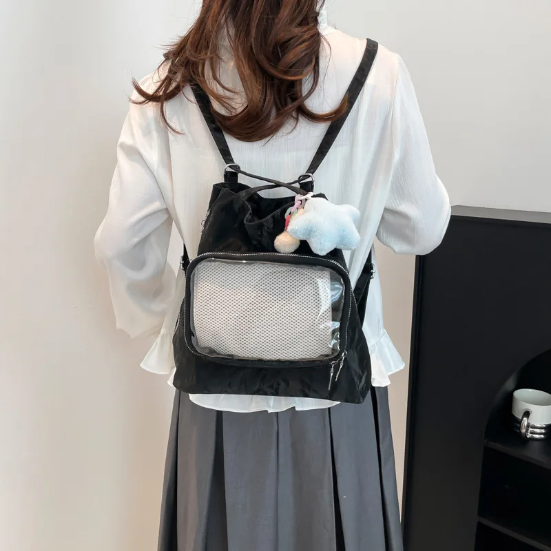 Tote Bag Women Fashion Simple Office Lady Solid Transparent Outer Bag High-Capacity Shoulder Bag Handbag