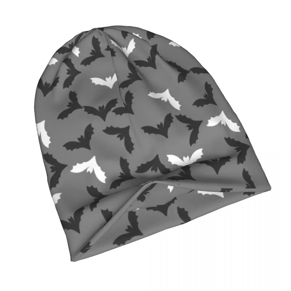 Cute Cartoon Black And White Bats Grey Skullies Beanies Hats Cool Men Women Outdoor Caps Warm Thermal Elastic Bonnet Knit Hat