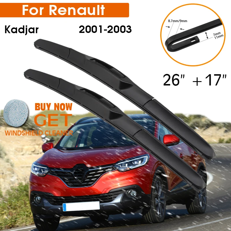 Car Wiper Blade For Renault Kadjar  2015-2017 Windshield Rubber Silicon Refill Front Window Wiper 26\