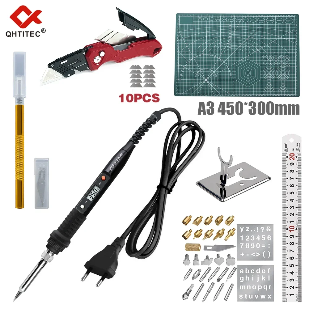 JCD 908S Electric Soldering Iron Set 80W 220V 110V Adjustable Temperature LCD Display Welding Tools Repair Pad DIY Hand Carving