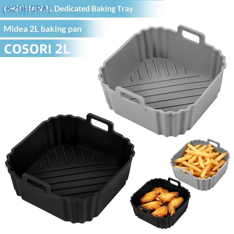 

【HGPA】Silicone Air Fryer Liners Pot Square Airfryer Basket Plate Cooking Gadgets Reusable Non-stick Pizza Pan Oven Kitchen