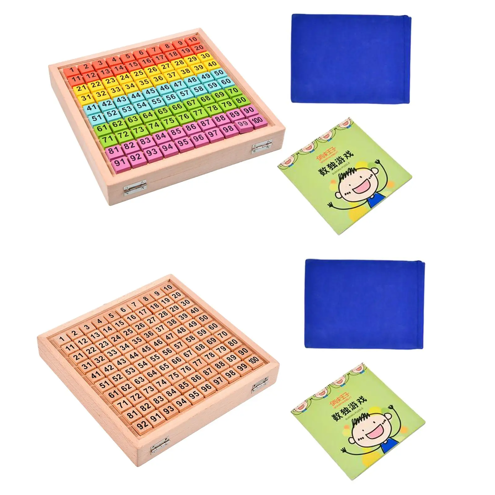 1-100 Digital Math Learning Toy Thinking Ability Puzzles Jiugongge Toys Counting Wooden Sudoku Board for Birthday Gift Adults