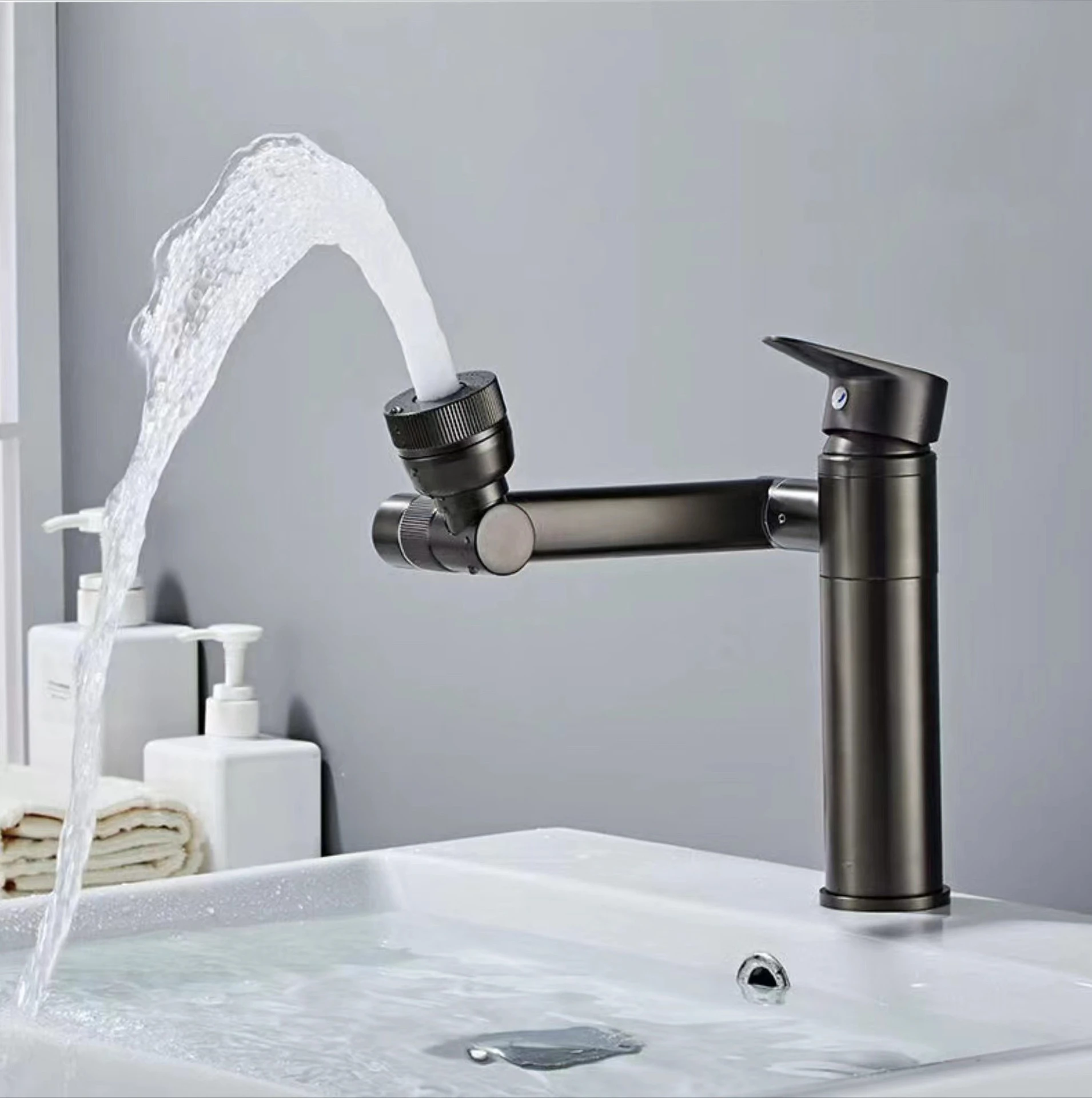 Basin Faucet Modern Bathroom Mixer Tap Black/chrome Wash Basin Faucet Single Handle Hot and Cold Waterfall Faucet image 4