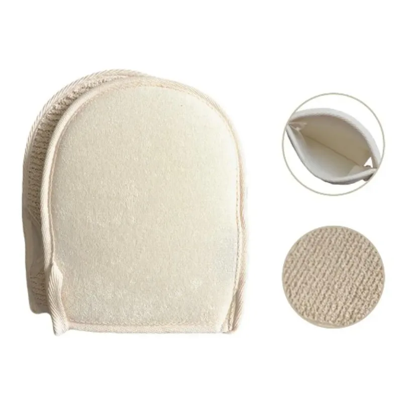 1pc Double-sided Natural Loofah Glove Soft Body Scrub Sponge Pad Bath Scrubber Mitt For Shower Spa Skin Clean Bath Gloves