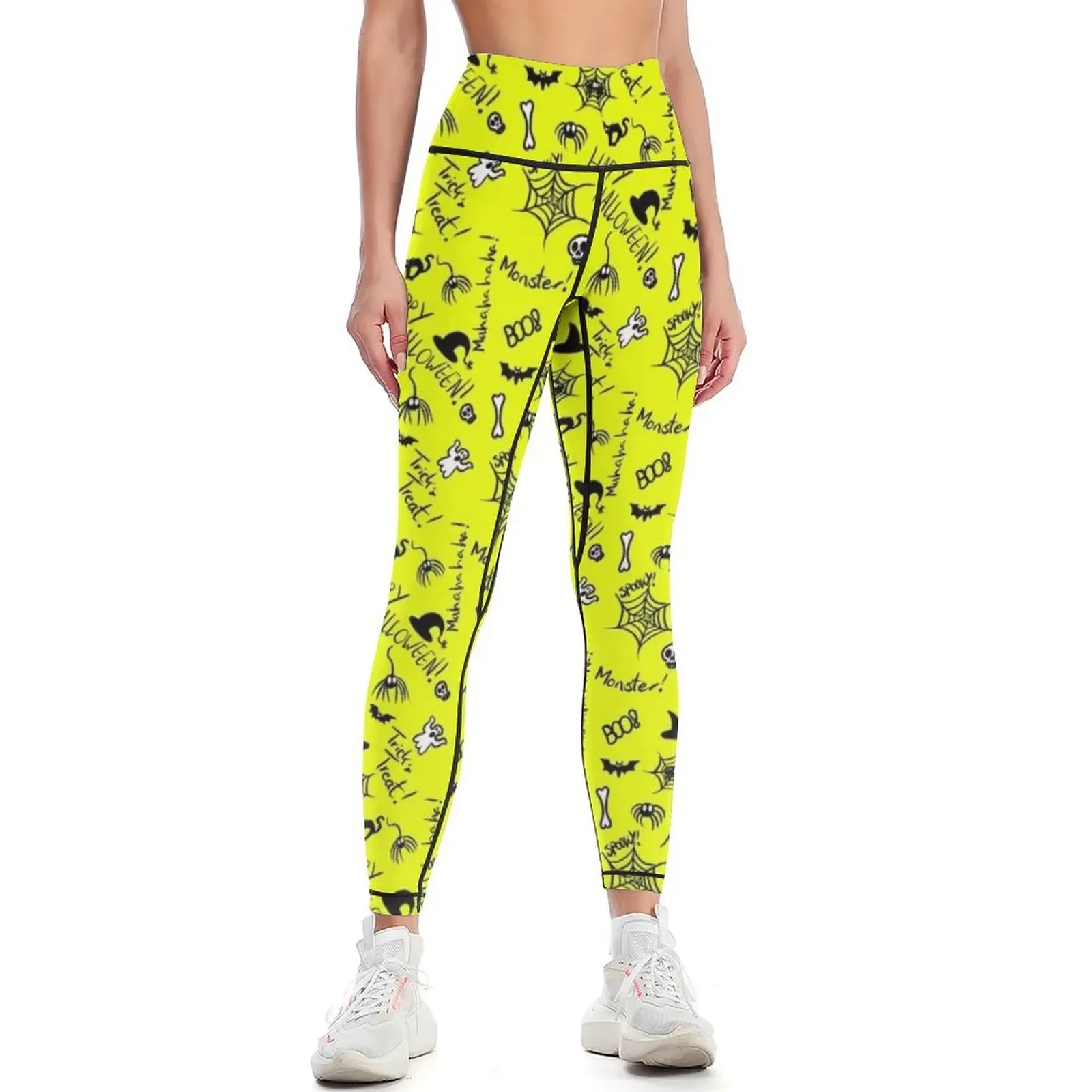 Halloween Pattern (yellow) Leggings Tight fitting woman workout clothes for gym's sportswear flared Womens Leggings