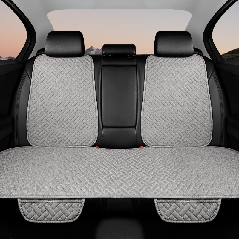 وسادة مقعد السيارة، موسم الصيف العالمي، القطن والكتان تنفس، لا ربط، مقعد واحد، مجموعة من ثلاث قطع، خمسة مقاعد