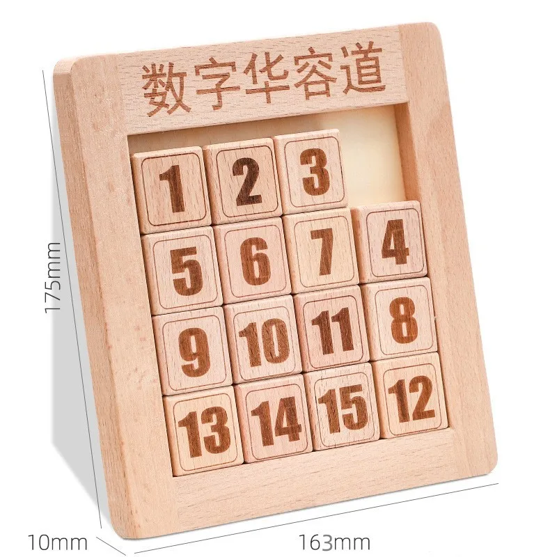 De madeira 9/15 PCS Números Digital Huarongdao Deslizante Quebra-cabeça Inteligência Mente Cérebro Teasers Quebra-cabeças Jogo