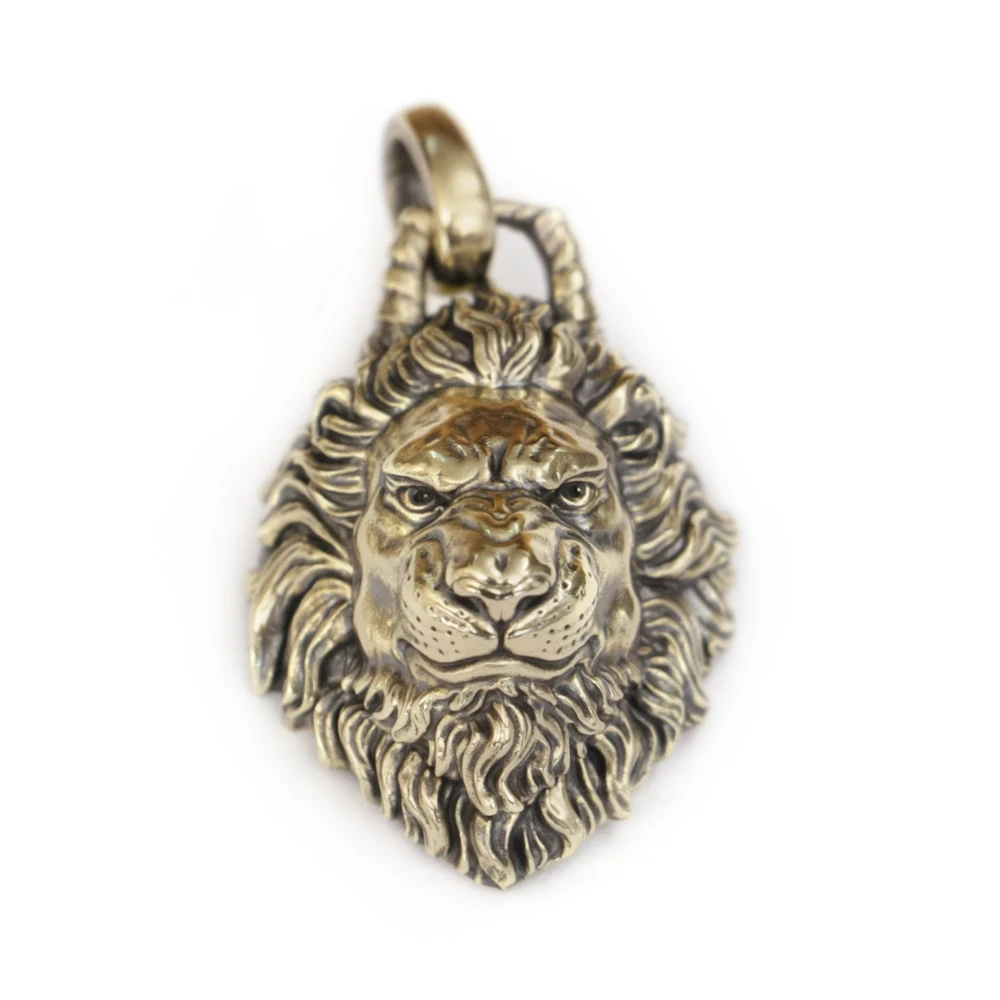 Brass Angry Lion Pendant Biker Punk Animal Jewelry BR384