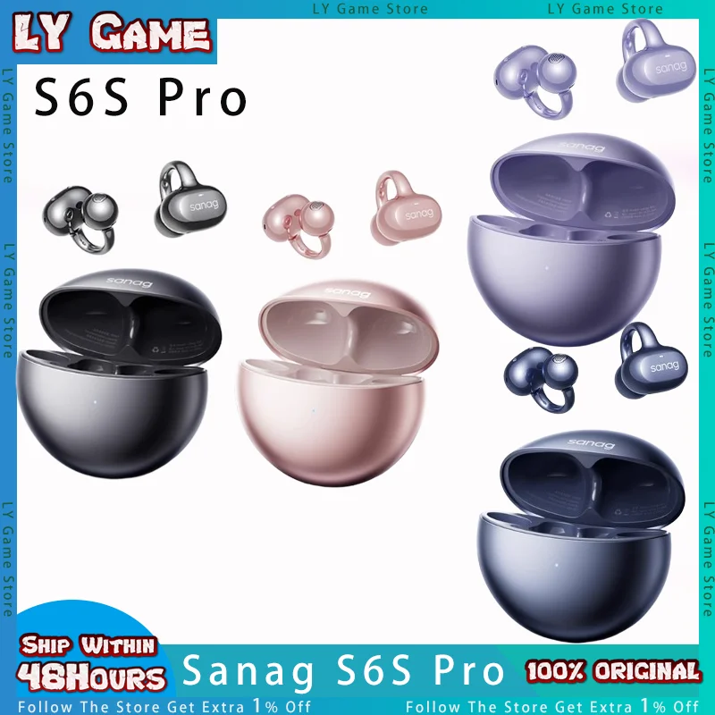 Sanag S6S Pro Wireless Bluetooth Earphone Free Clip Open Ear Ear Clip 3D Stereo Sound Headphone OWS Sport Headset Earbuds Custom