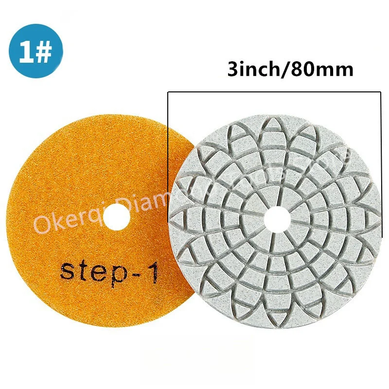 3 Stück 3-Stufen-Polierpads 3 Zoll / 4 Zoll / 5 Zoll Nass-Polierpad für Beton, Granit, Marmor, Stein, Schleifscheiben, Polierwerkzeug – Detail 2