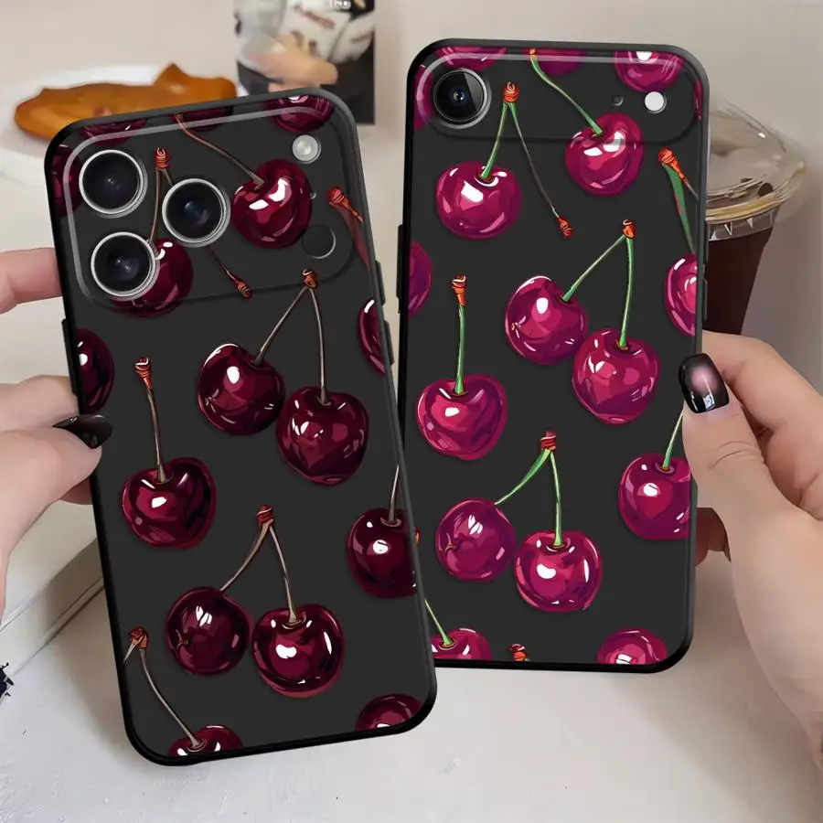 Case for Apple iPhone 17 Pro Max 14 11 12 15 Pro 7 8 Air 16 13 XR XS MAX Funda Phone Cover Fruit Cherry