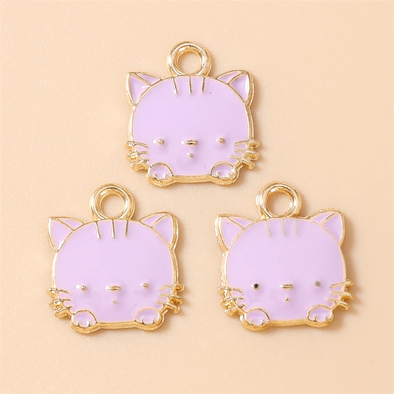 20 Stück 14x15mm Cartoon-Emaille-Tieranhänger Katzen-Charms für die Herstellung von Ohrhängern, Halsketten, Armbändern, DIY-Bastelarbeiten, Schmuckzubehör – Detail 5