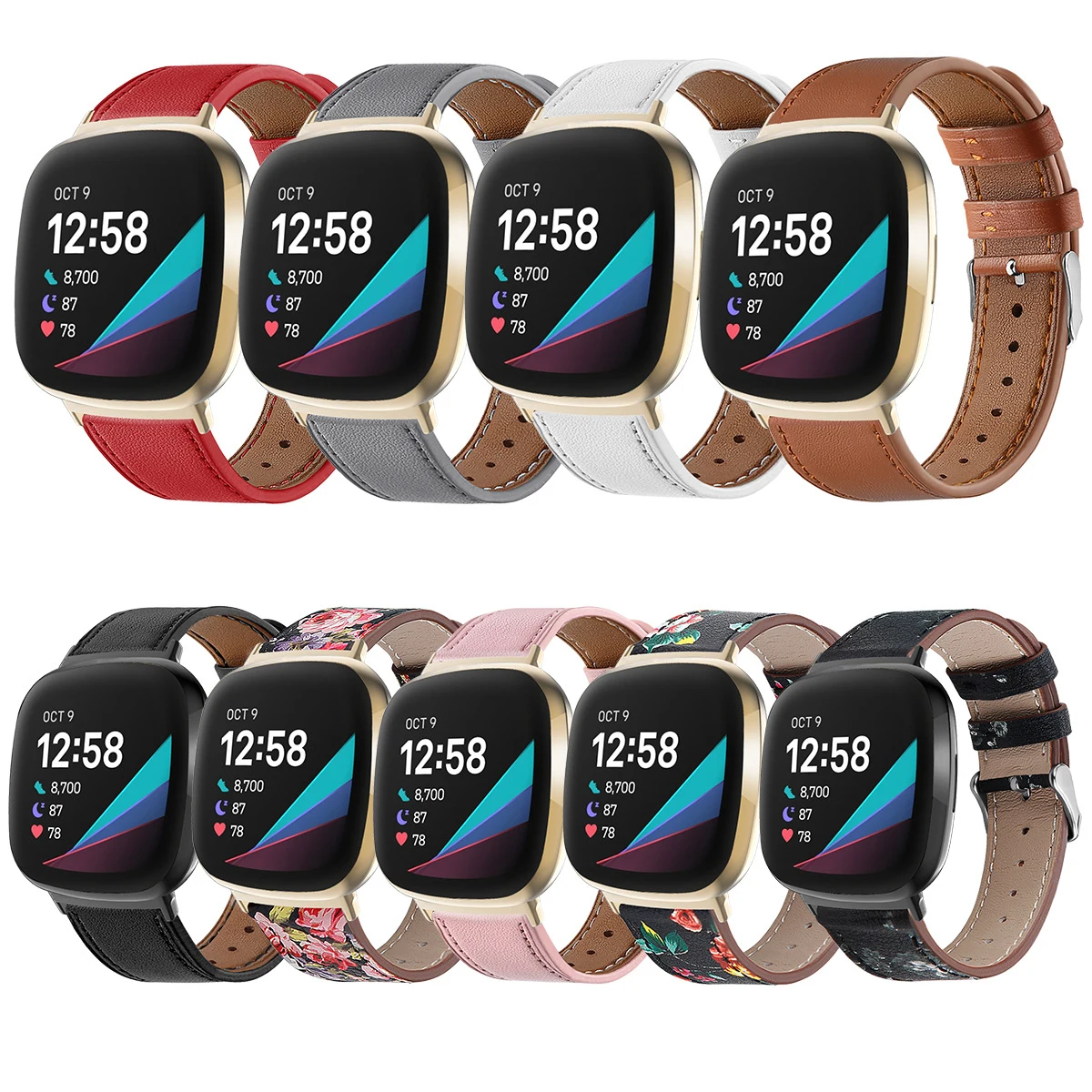For fitbit Versa 4 Versa 3 Leather Strap Women Men Soft Leather Band for fitbit Sense / Sense 2 Watchband