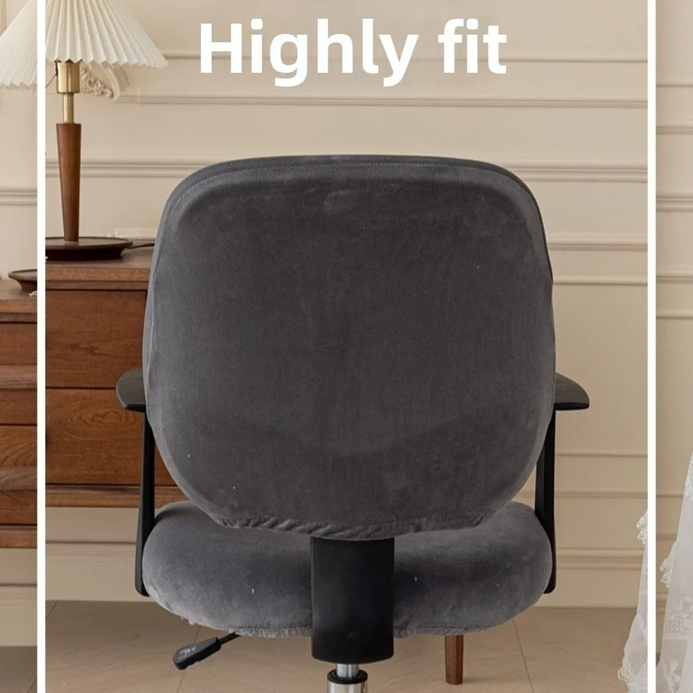 2pcs Set New Stretch Elastic Computer Chair Cover Velvet Washable Chair Protector Breathable Seat Slipcover Universal Fit
