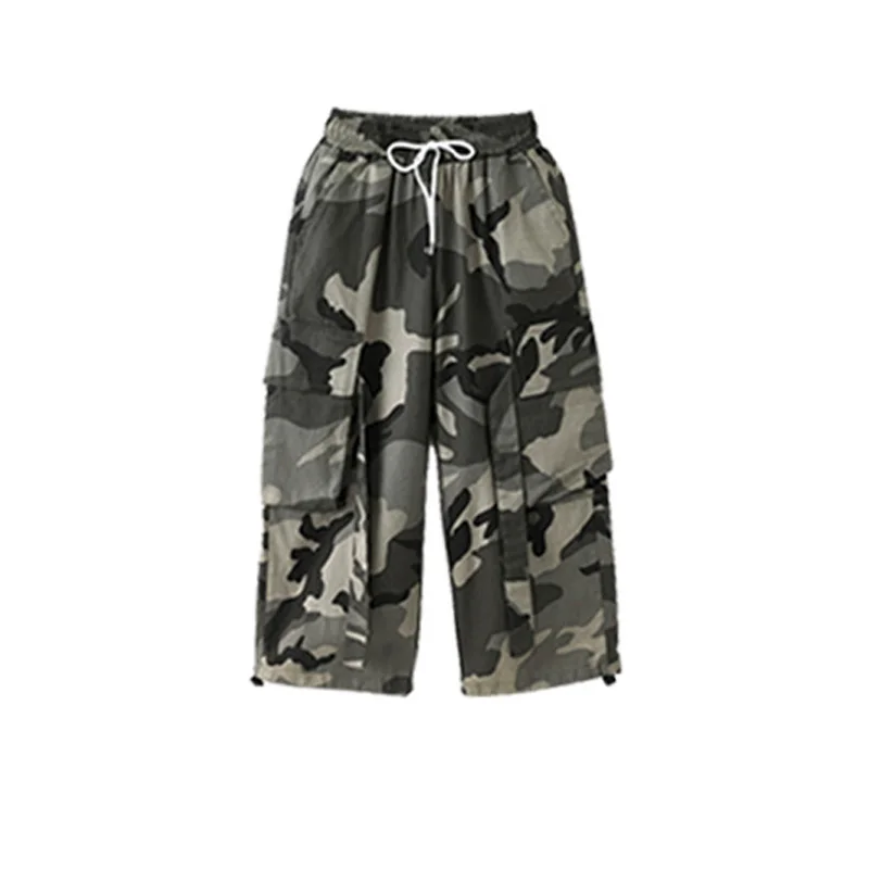 Girls Hip Hop Sets Crop Tank Hoodies Camouflage Cargo Pants Children Street Dance Kids Streetwear Jazz Hooded Clothes