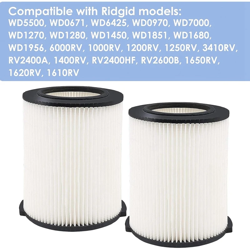 2 Pack Wet/Dry Vacuum Filter VF4000 For Ridgid Vacs 5-20 Gallon, VF4000 Filter Accessories For Husky 6-9 Gallon Vacuum