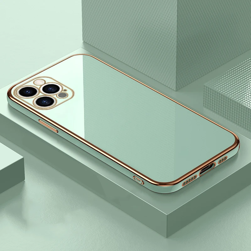 

For iPhone 14 Case Luxury Fashion Plating Glossy Case For iPhone 14 13 12 11 ProMax 14Plus mini XS XR 8Plus Silicone Color Cover