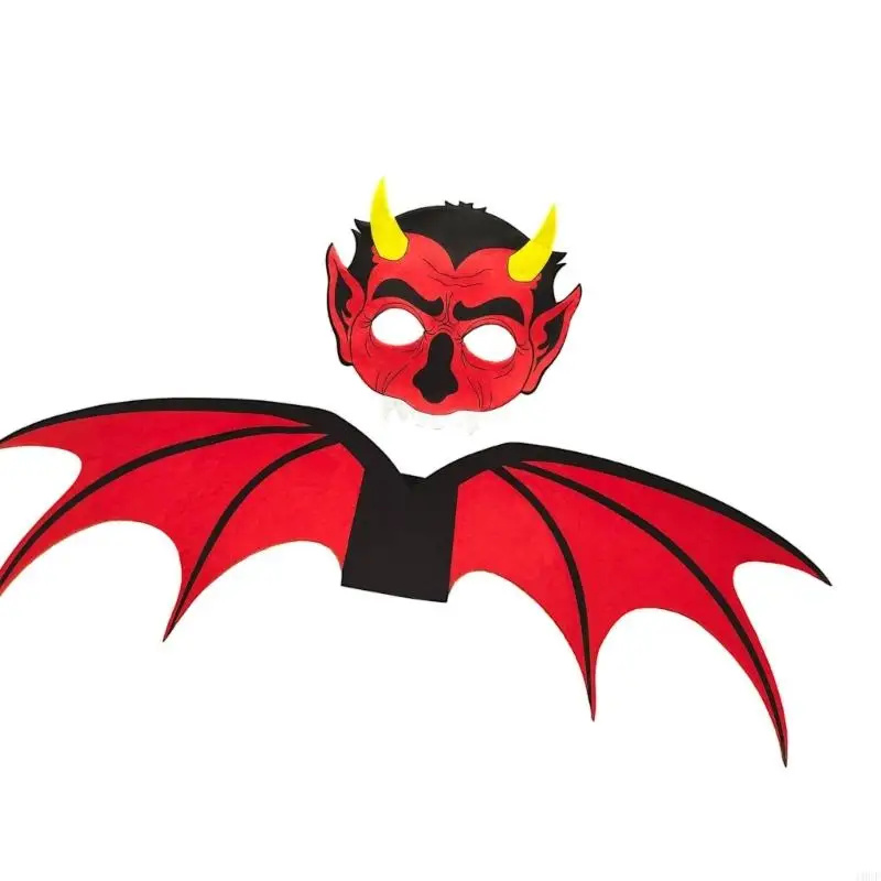 Kids Halloween Party Felts Bat Wing Mask 2PCS Set Nonwoven Fabric Costume Role Play Gear Safe For Children