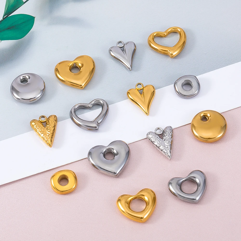 5pcs/lot Stainless Steel Gold Color Irregular Geometry Heart Charms For DIY Earring Necklace Jewelrym Making Pendants Supplies