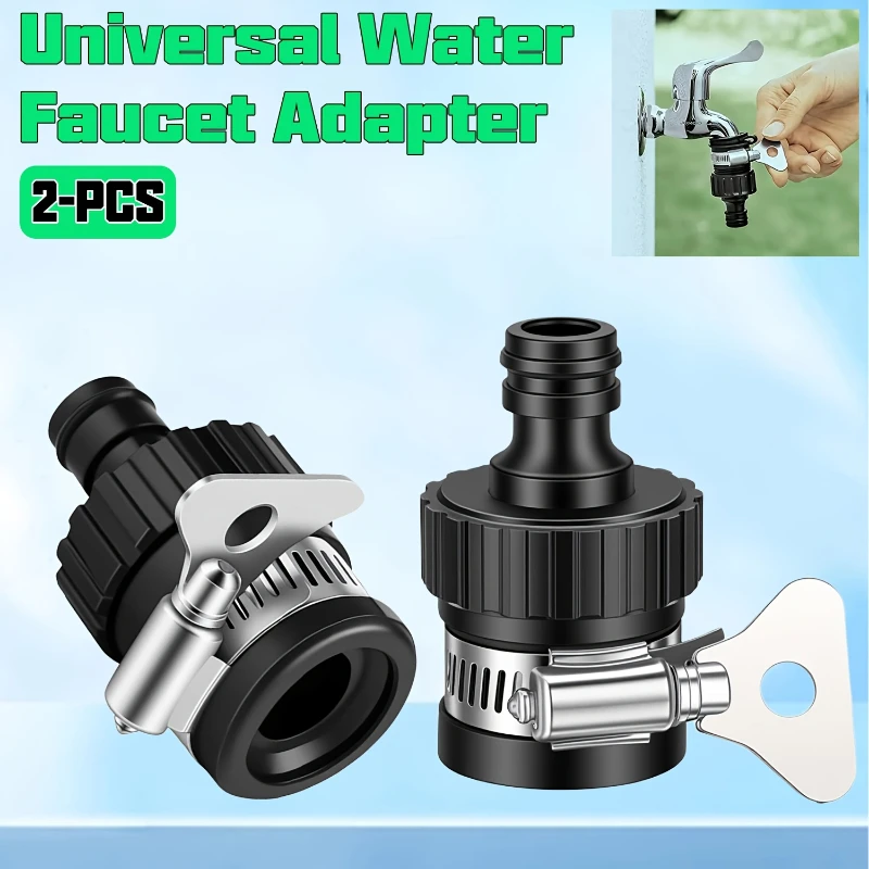 2pcs Universal Water Faucet Adapter Tap Connector Reinforced Quick Link Quick Connect Plastic Hose Fitting Garden Accessories