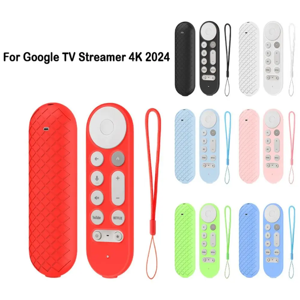 Silicone Remote Controller Cover Anti-scratch with Lanyard Remote Protective Case Shockproof for Google TV Streamer 4K 2024